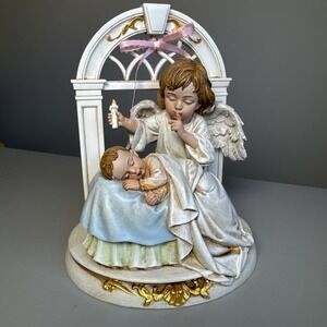 2016 Roman Inc "Hush-A-Bye" Angel & Sleeping Baby figurine 8" Christian Gift